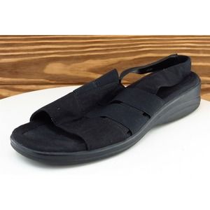 Grasshopper Sz 6.5 M Black Slingback Fabric Women Sandals Cha144‎